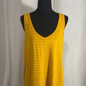 a.n.a Mustard Yellow V-Neck Sleeveless Striped Tank Top